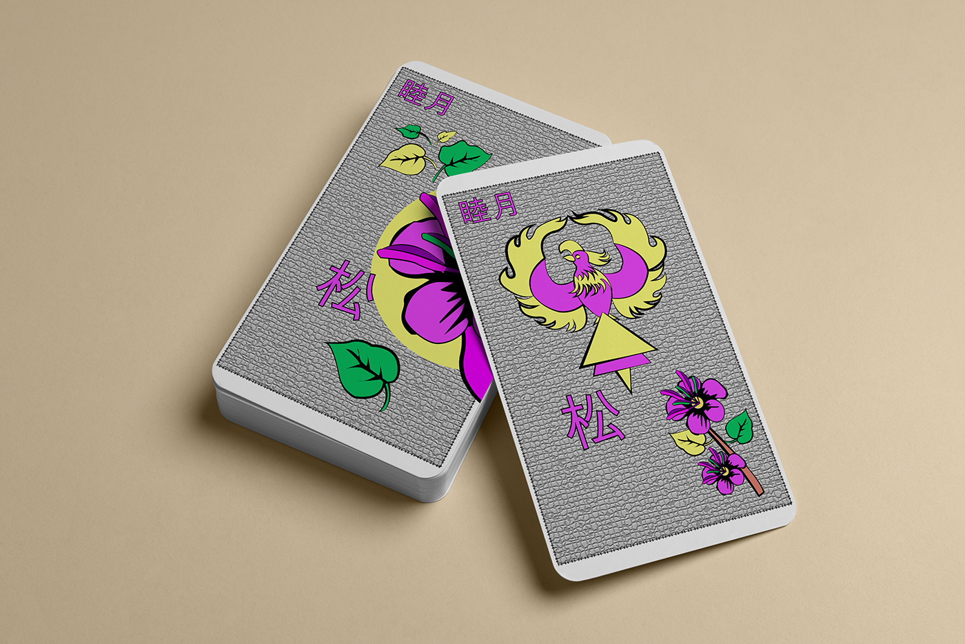 jeu de cartes japonais Hanafuda ILLUSTRATION  Fleurs InDesign