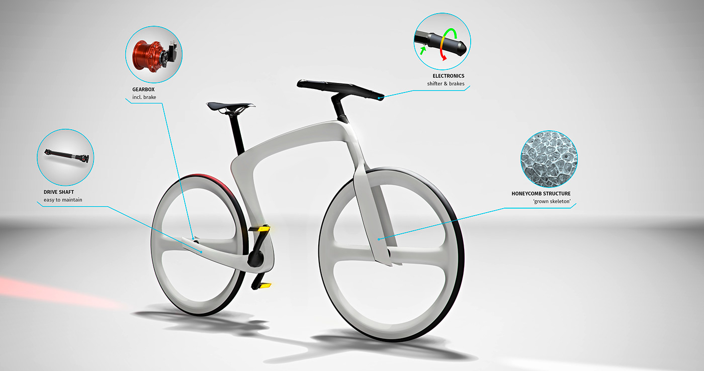 Bike transportation led single-frame Carbon Fibre fibre composites Urban concept design