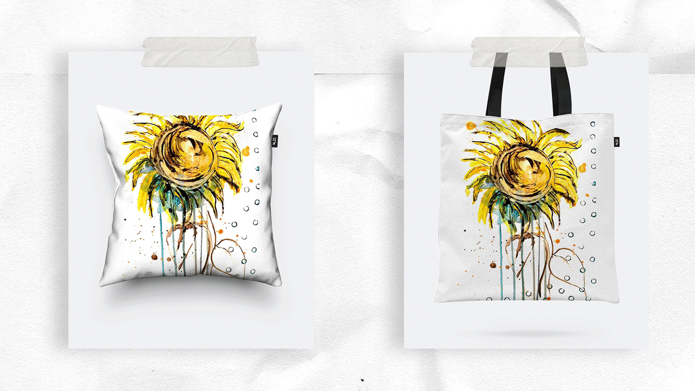 desing ILLUSTRATION  ink owl people sunflower watercolor design graphic artwork