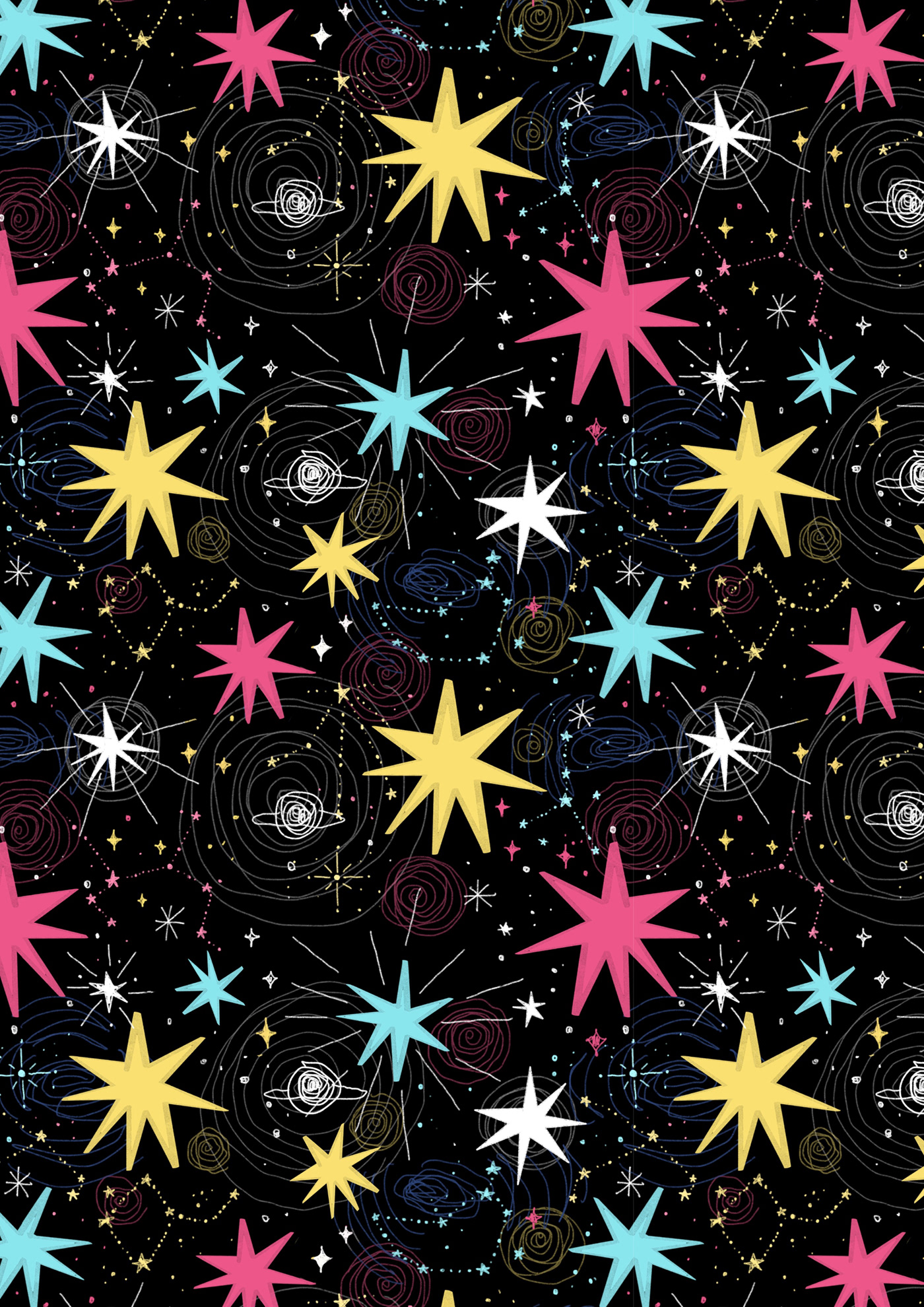 Constellations stars Space  fawadraws Surface Pattern surface pattern design pattern design  seamless pattern
