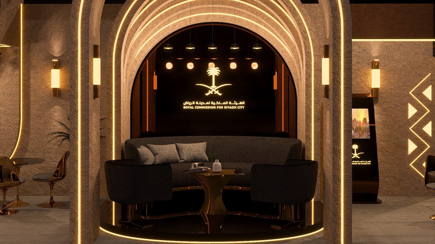 Stand Exhibition  booth royal luxury modern minimal Saudi historical