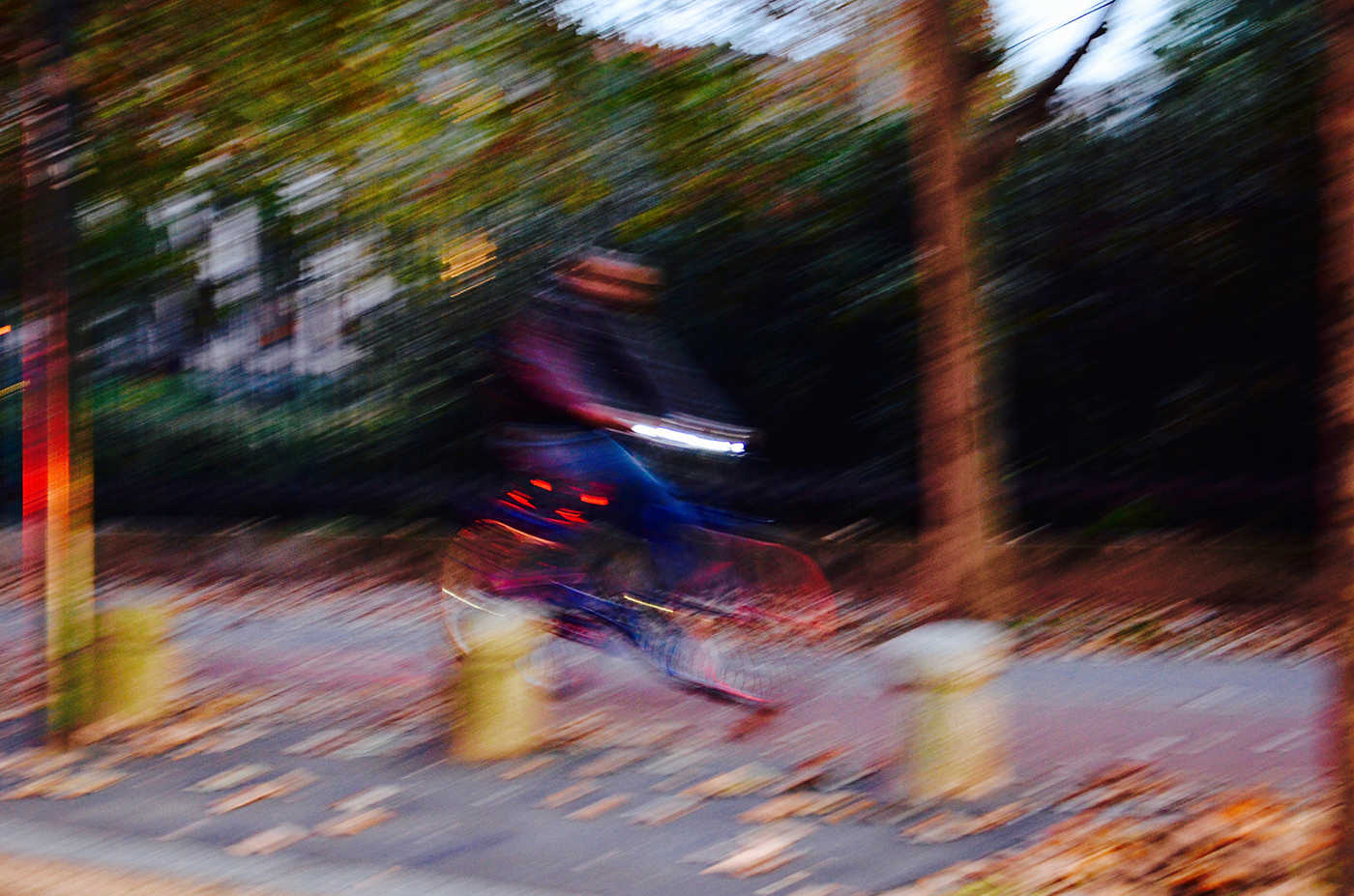 Street blurred colorfull autumn Citylife
