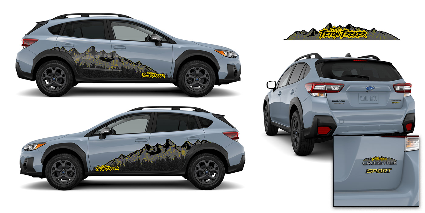 Advertising  designer Logo Design marketing   Offroad Subaru Subaru Crosstrek tetons trekker Vehicle Wrap