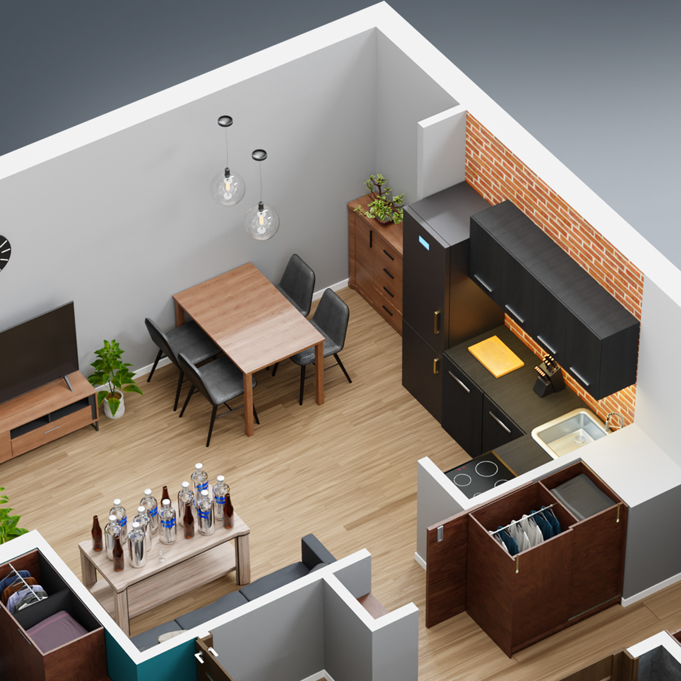 3D 3d modeling archi archviz blender floor plan Interior interior design  Render visualization