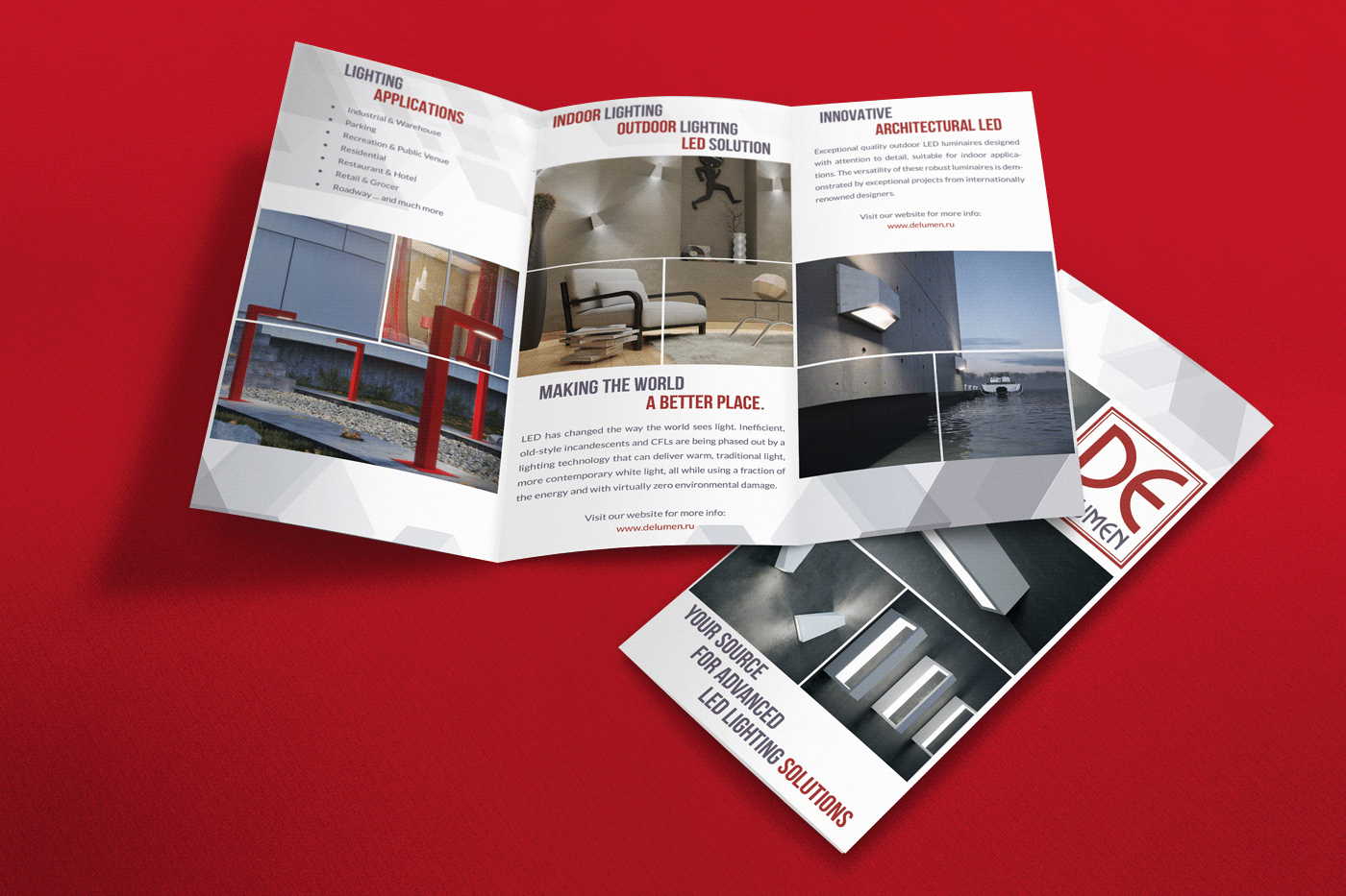 trifold brochure trifold tri-fold brochure leaflet led LED lightings lightings corporate business Printing brochure design