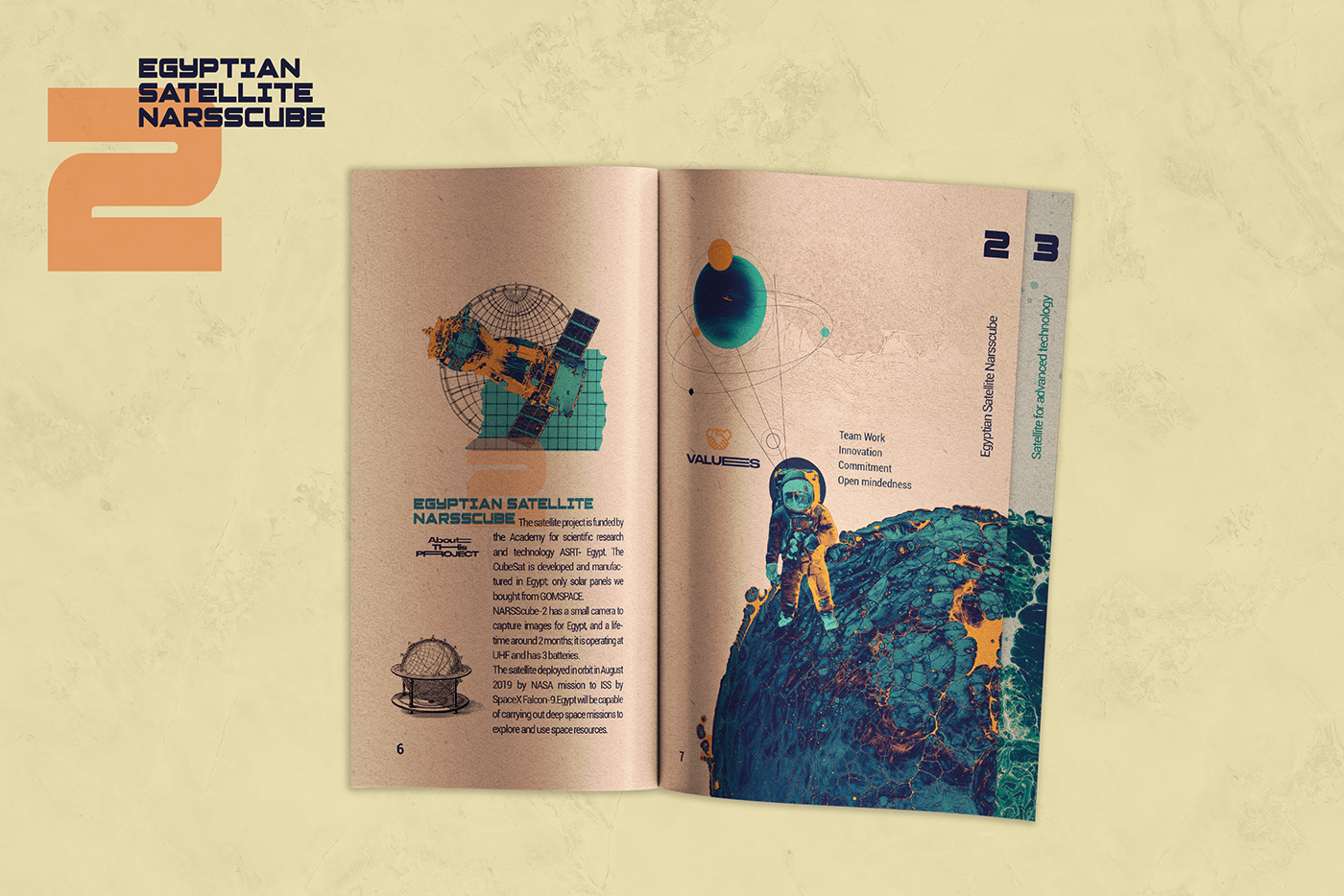 astronaut Booklet collage design egypt graphic design  Planets rocket satellite Space 