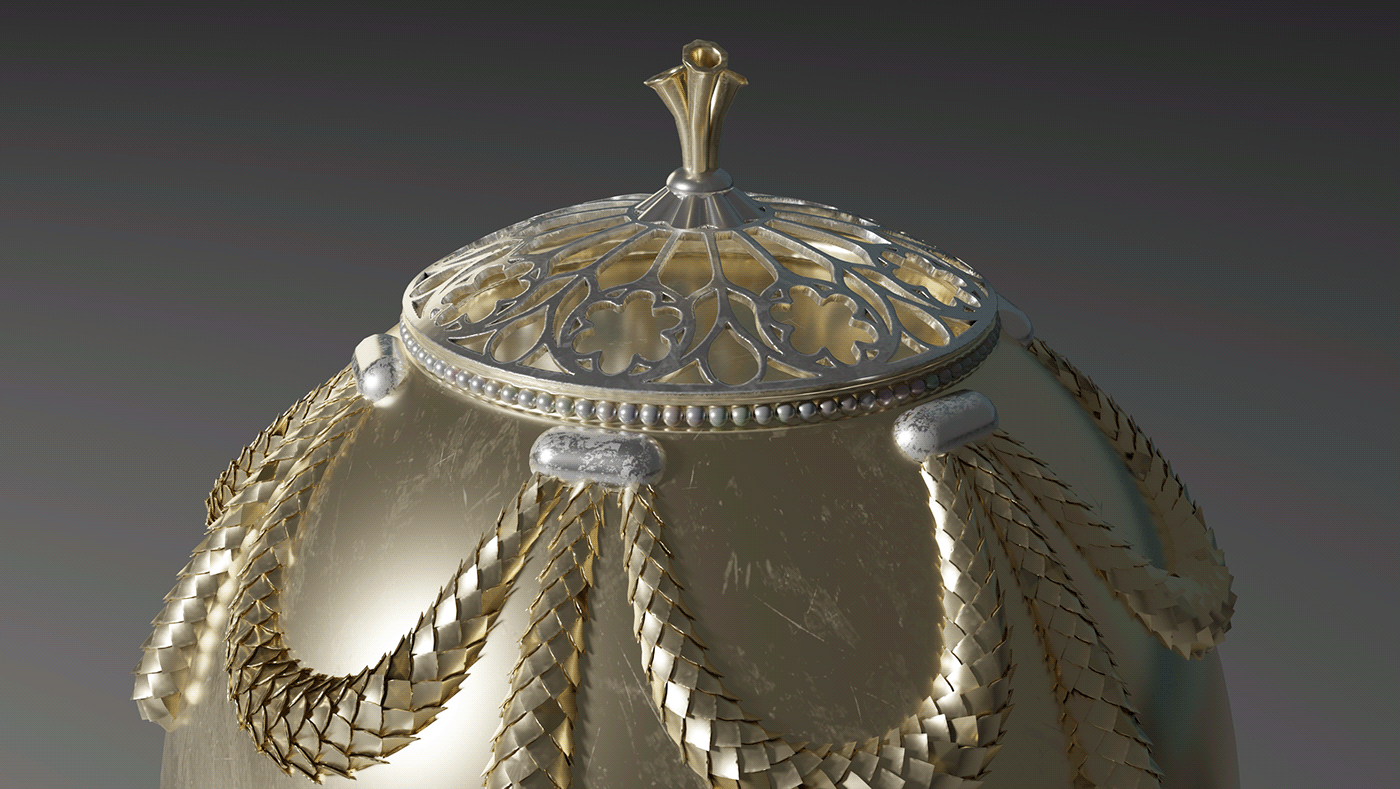 #gold #realism #Cicada #decor #egg #Faberge #filigree #jewel #silver #watch