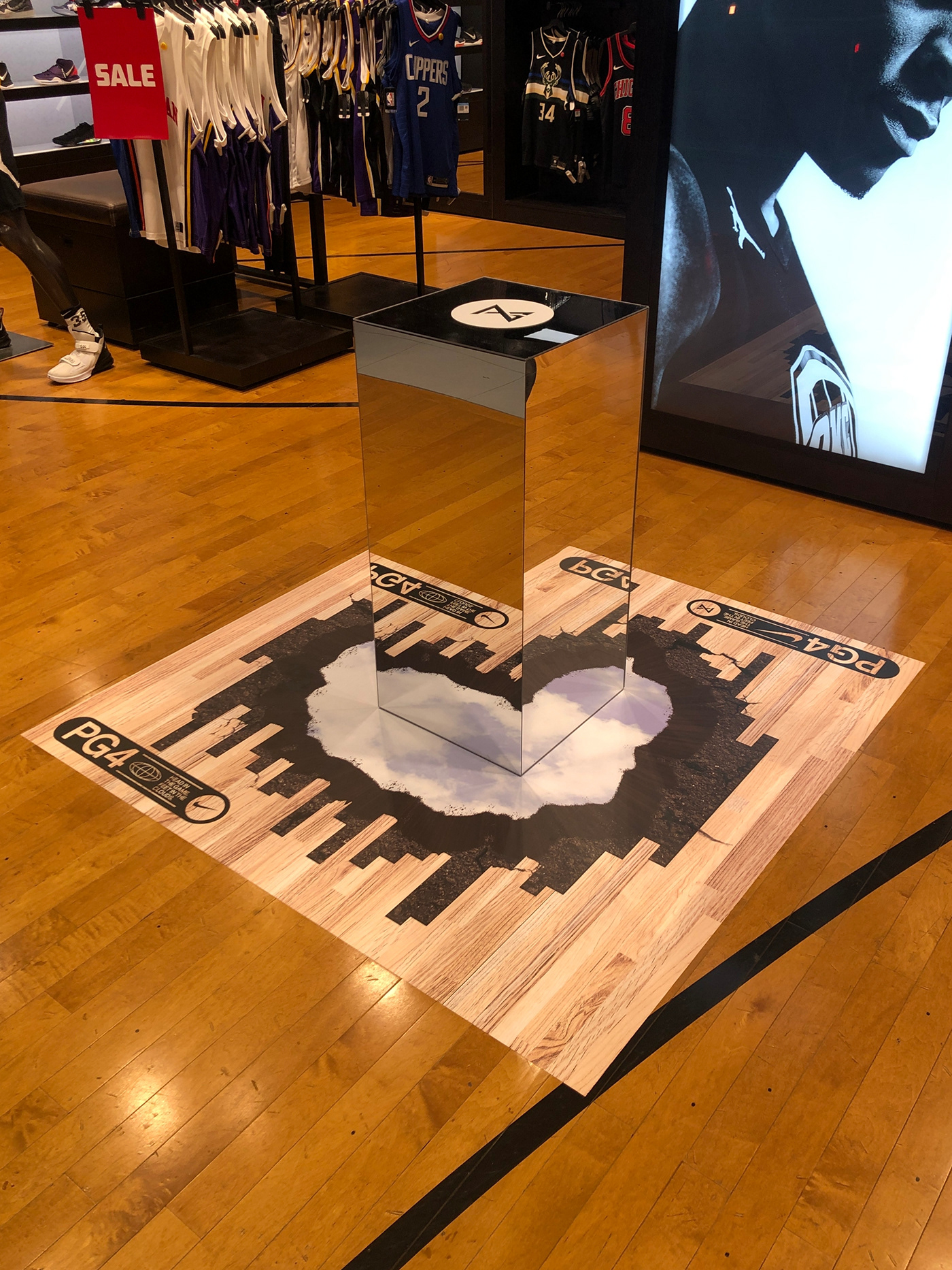 athlete basketball branding  footwear marketing   mirror NBA Nike plinth reflective visual design