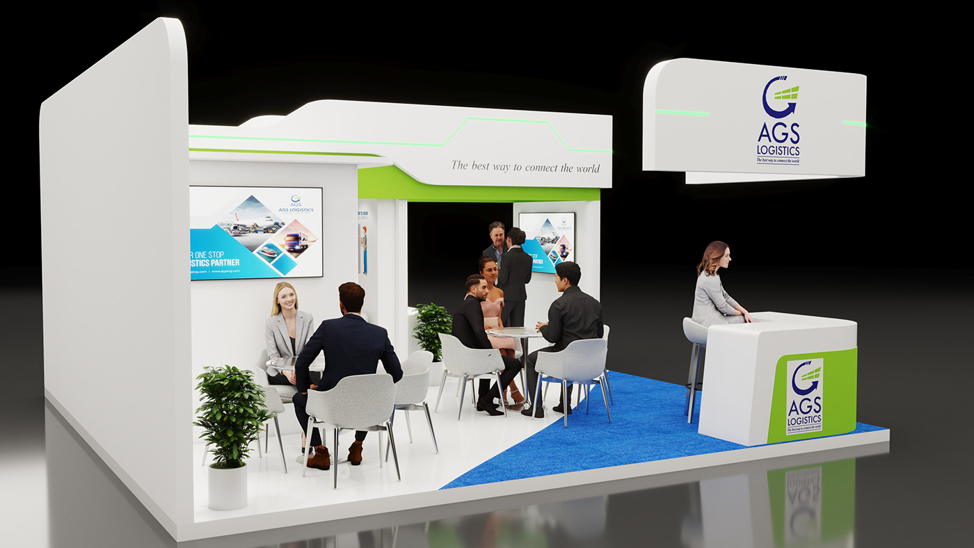 AGS Exhibition Booth exhibition stand 3ds max Render interior design  vray visualization architecture 3D