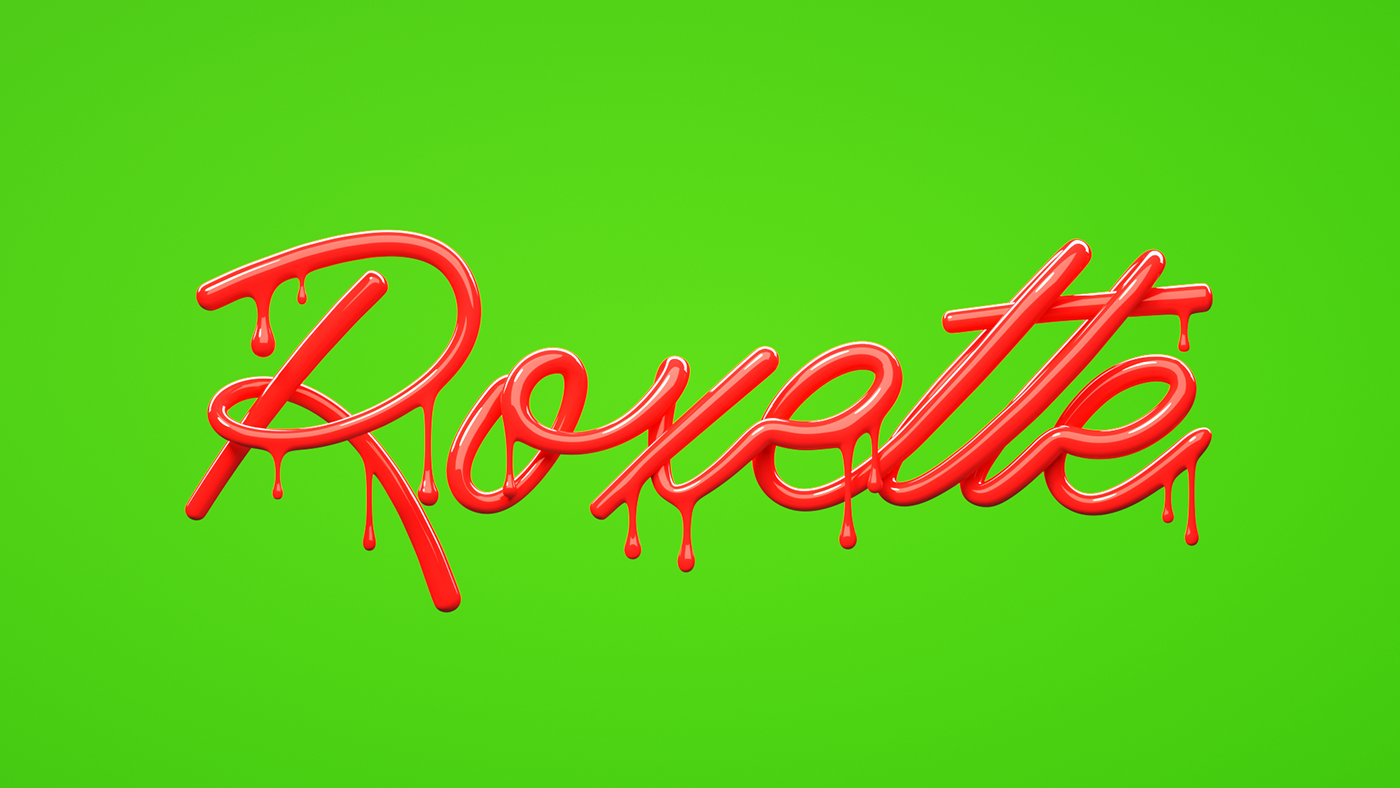 3D text lettering cinema4d roxette dripping wet ink melting