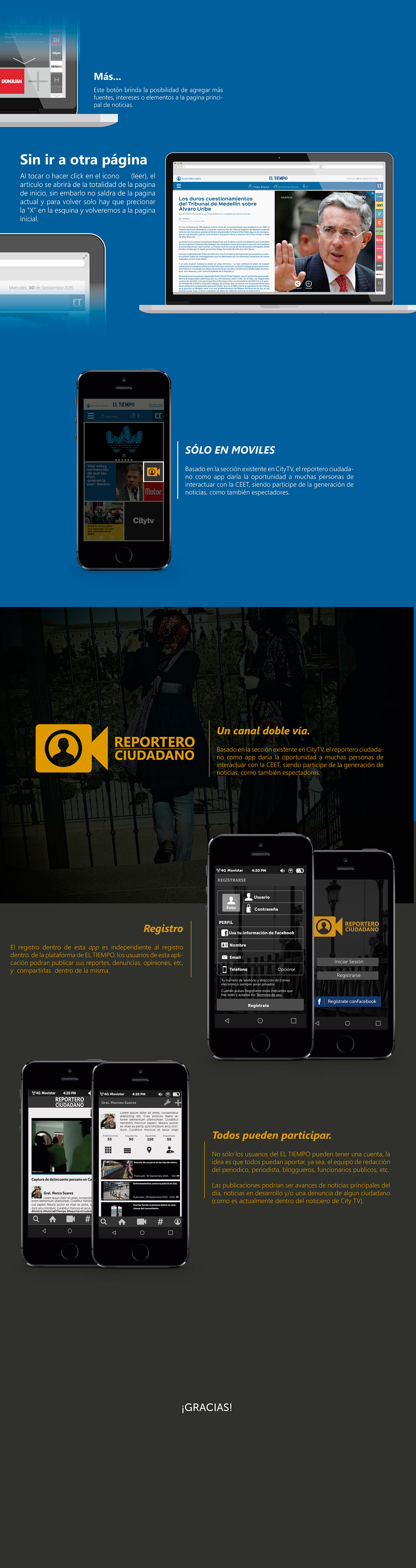 Eltiempo et Casa editorial ElTiempo diseño Periodicos Web Cali colombia Propuesta app social Reportero