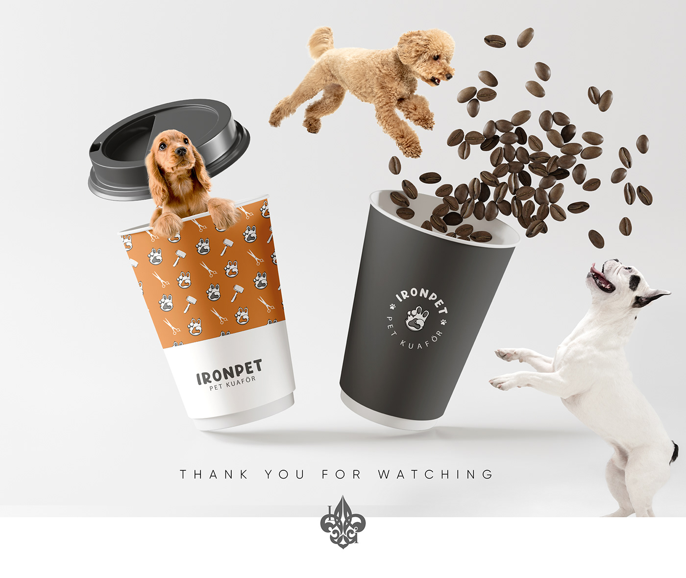 dogs with coffee cups