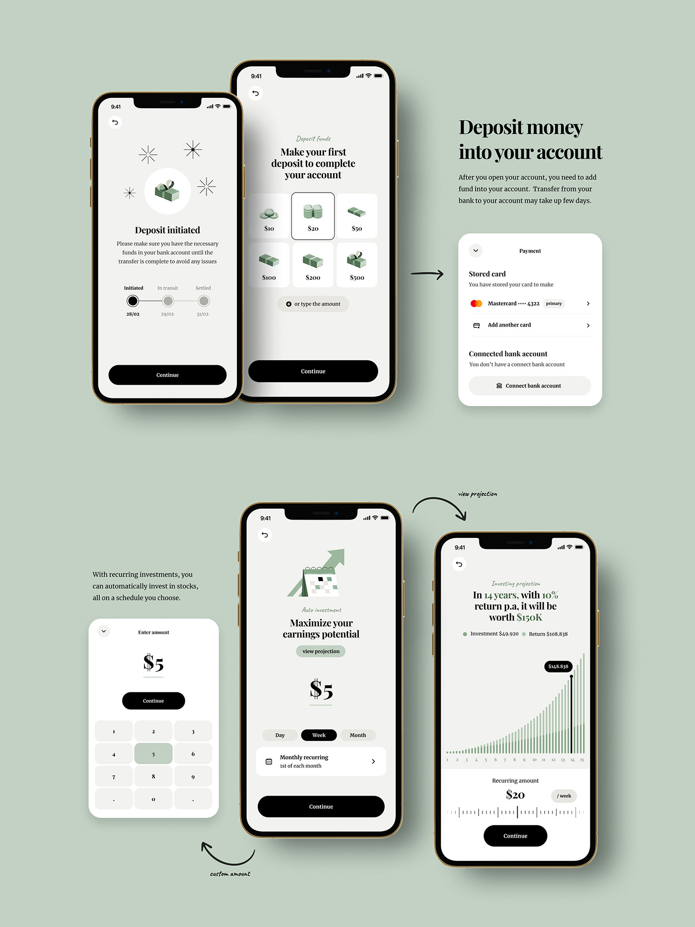 app Bank card finance Investment mobile design stocks Sustainable UI UI/UX