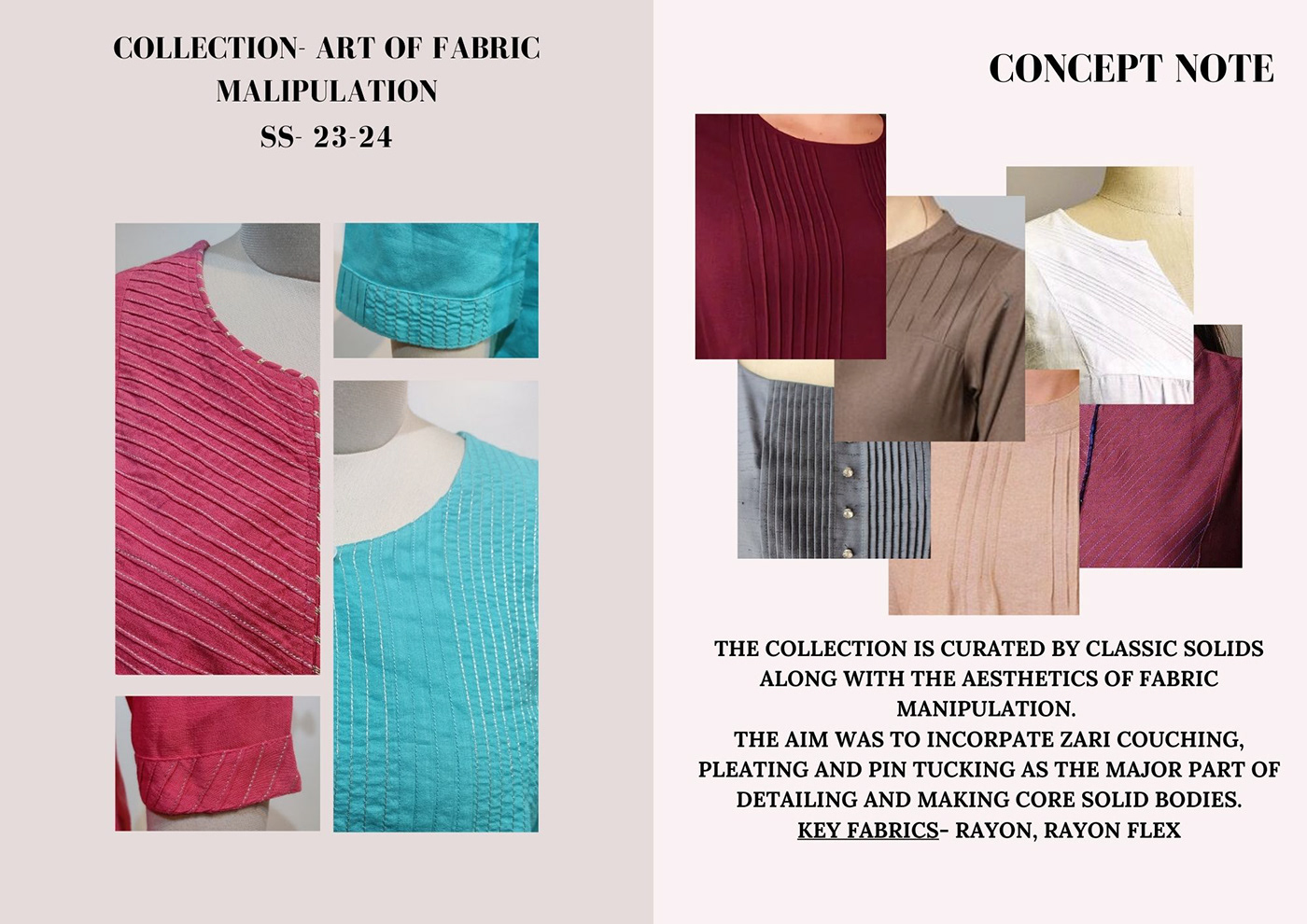 fabric manipulation Pleats couching ready to wear Fashion Designer Industry portfolio industry project  landmark group Max Fashion Pin Tucks