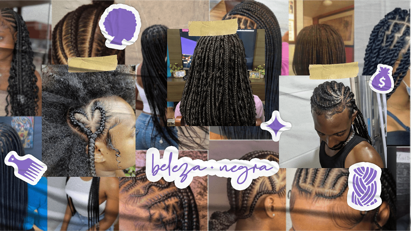tranças afro Mulheres negras empoderamento identidade visual brand identity Trancista braids beauty salão de beleza ID Visual