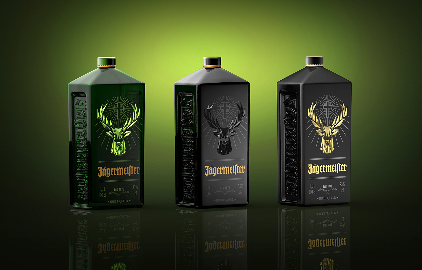 Jagermeister deer lowpoly bottle concept productdesign tomajestic famous drink
