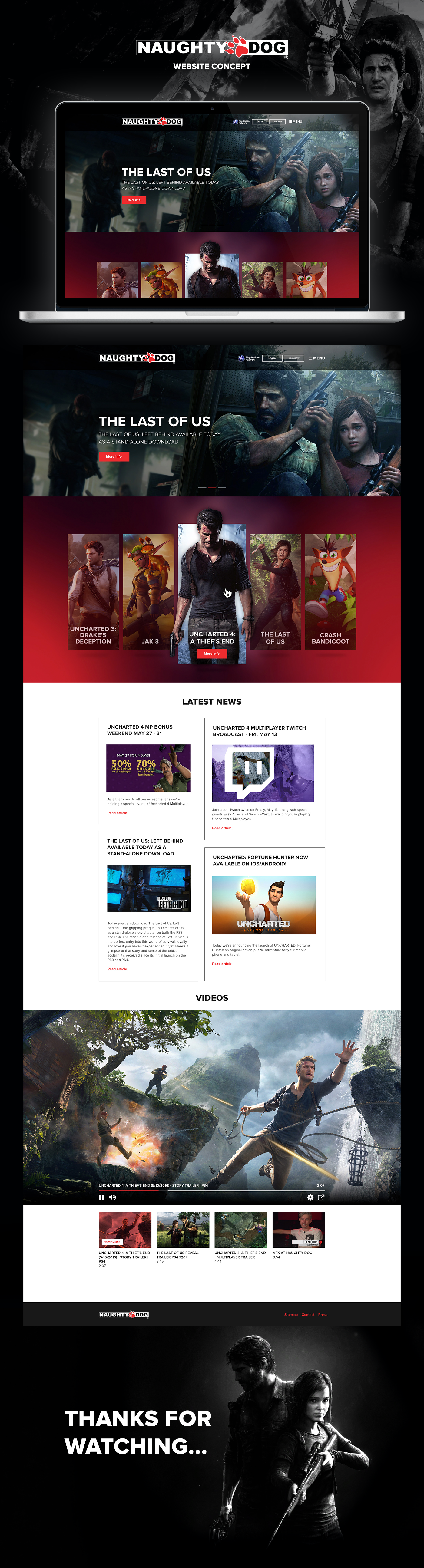 Website Design concept naughty dog Gaming uncharted Games