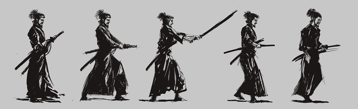 art digitalpainting ink PS samurai