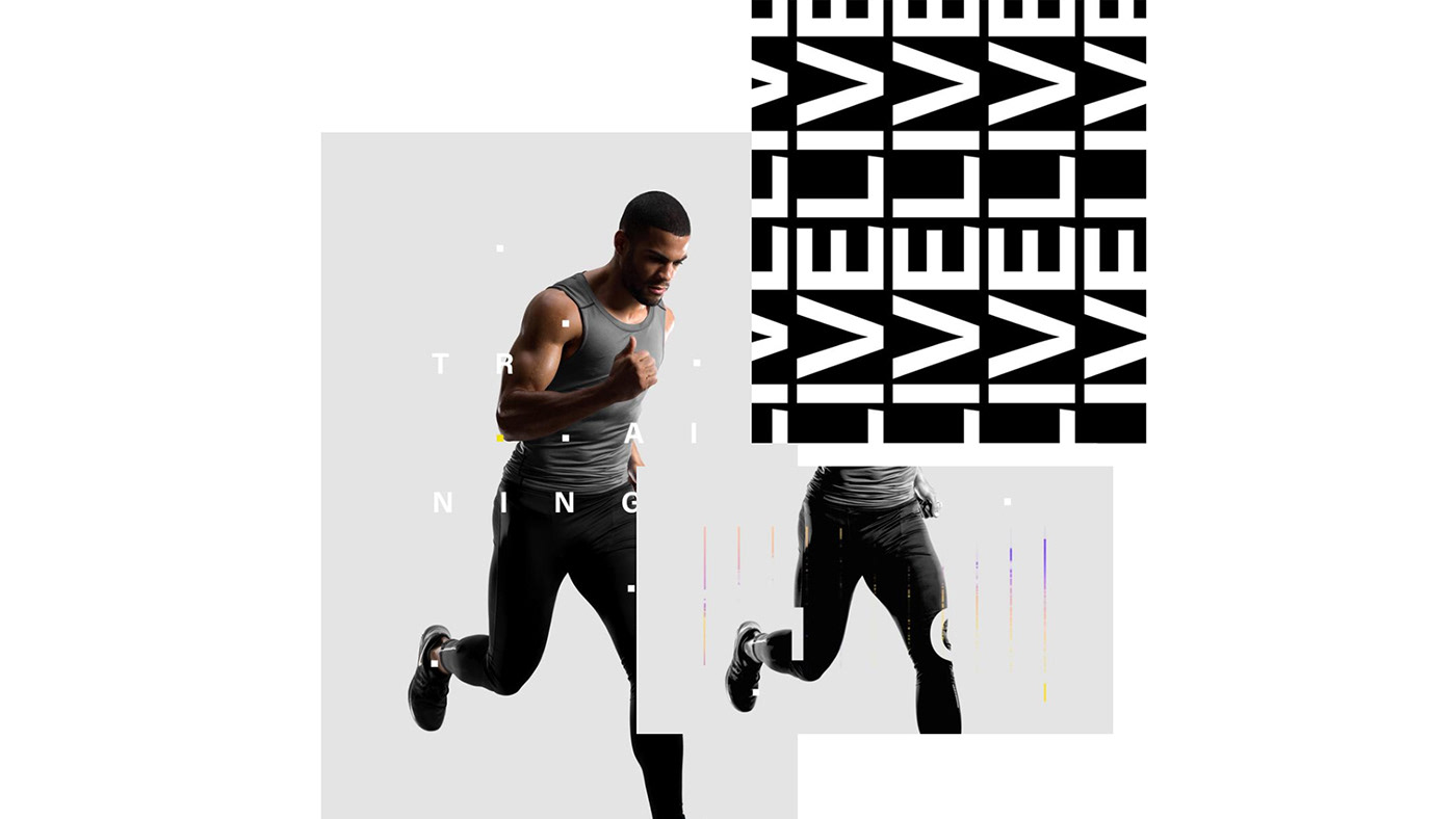 Interface motion pattern tablet Technogym type typography   ux fitness sport