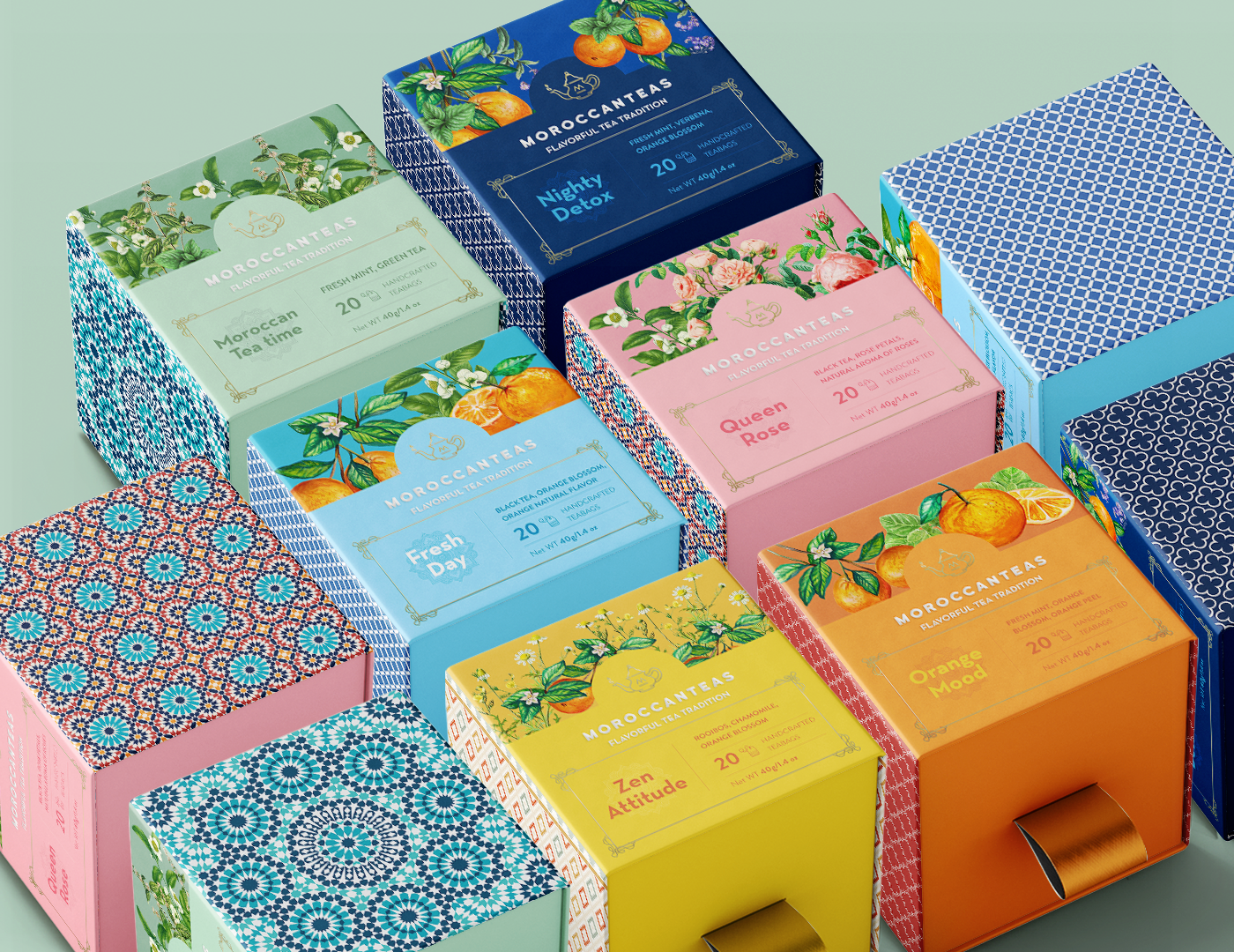 tea Packaging packaging design food and drinks Beverage Design botanical ILLUSTRATION  gold elegant graphic design 
