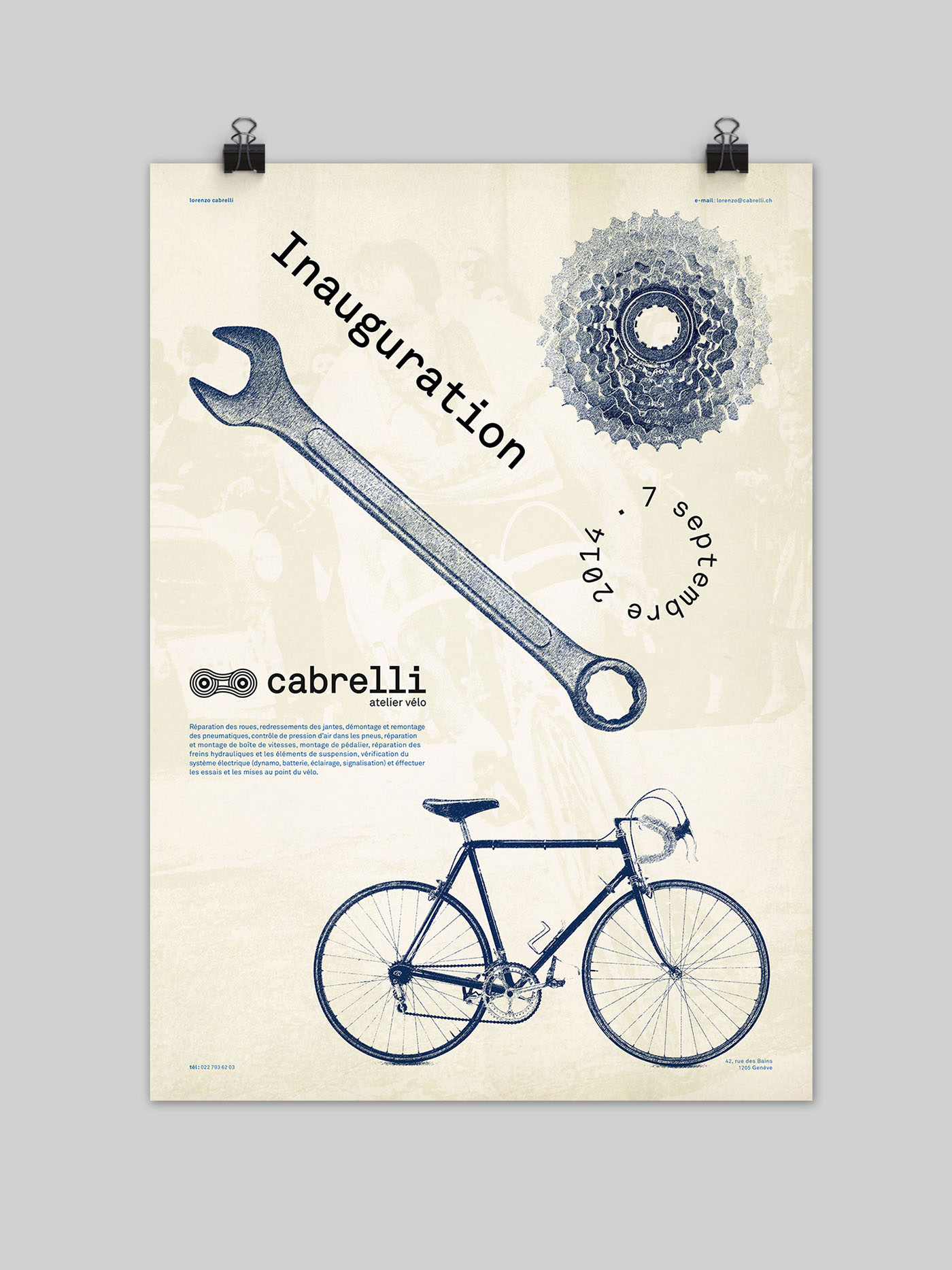 cabrelli identity brand Bike shop blue package minimal logo Stationery cycle Mockup Packaging Geneva Switzerland