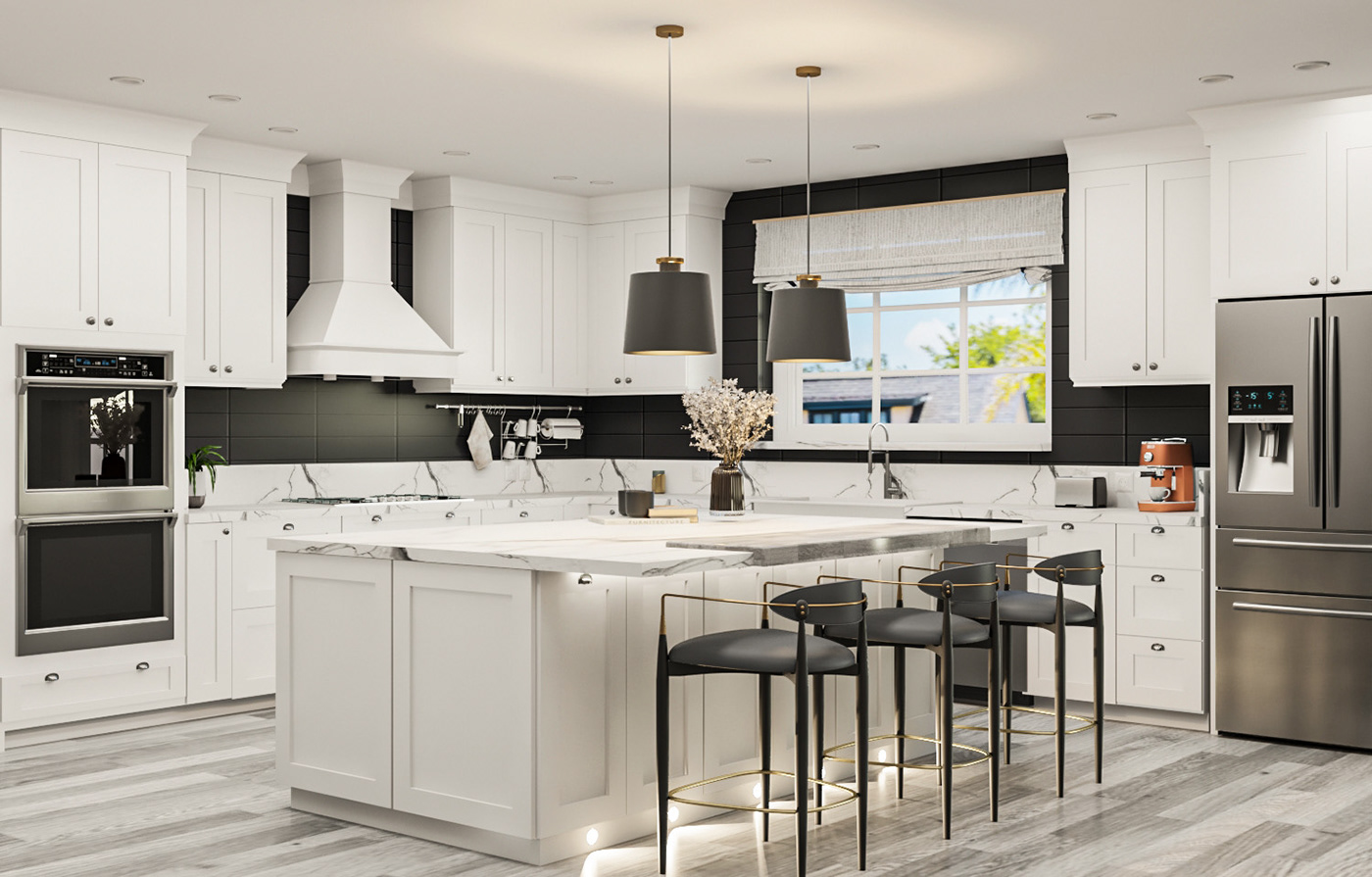 white kitchen kitchen kitchen design Render visualization vray white kitchen cabinets cabinet Cabinets