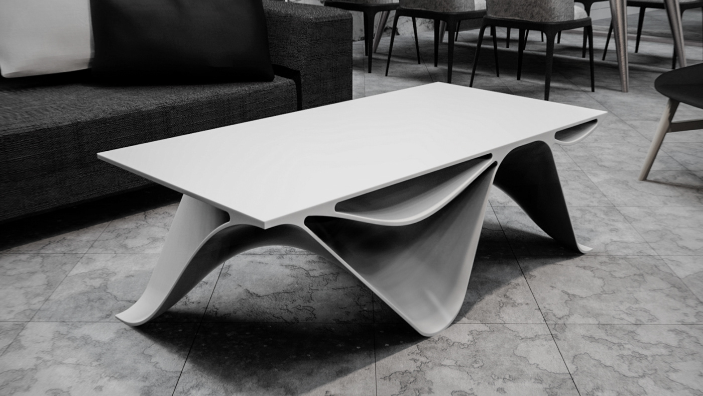 cristalplant furniture grey living room parametric rendering table White
