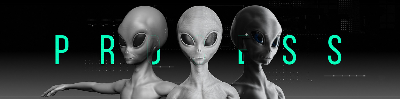 3D alien Character Render Scifi sculpture