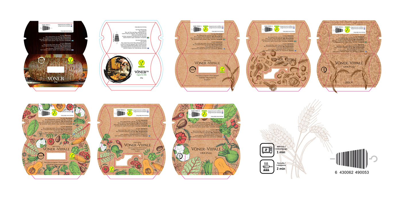 Packaging vegan kebab design suomi prepress fastfood cardboard