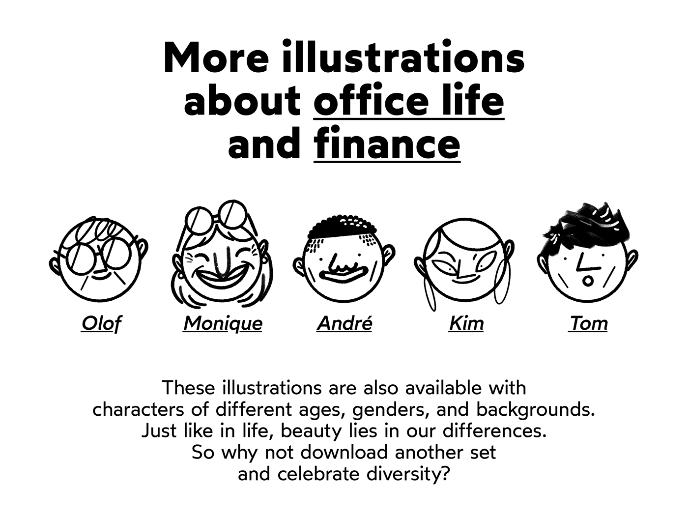 Office office life finance business company black and white hand drawn witty Fun