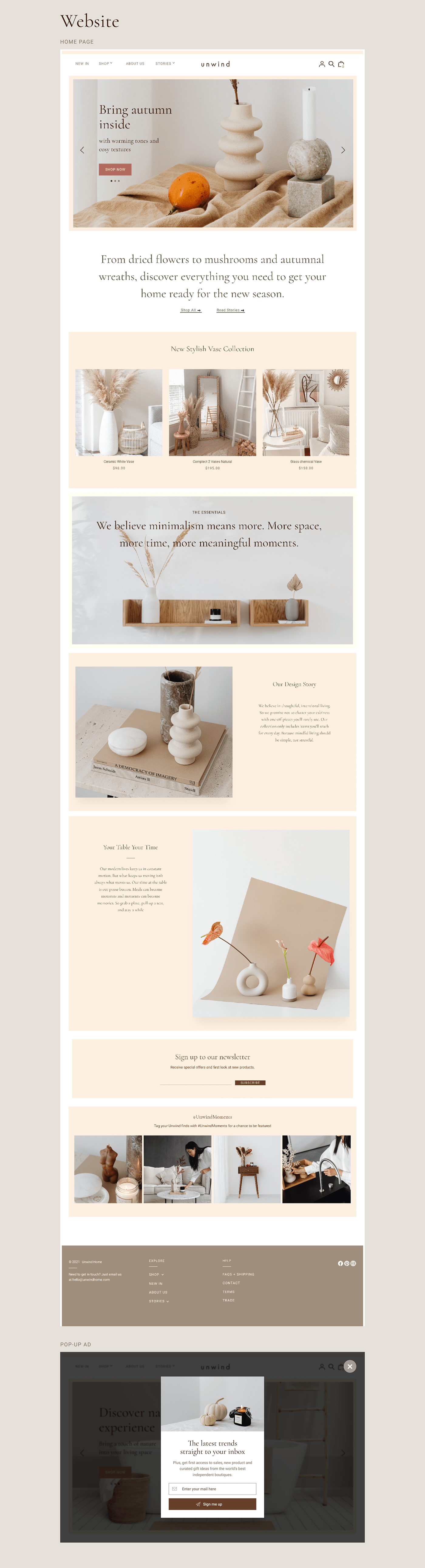 candle Ecommerce home decor minimalizm Mobile app pastel store design UI/UX user interface Website Design