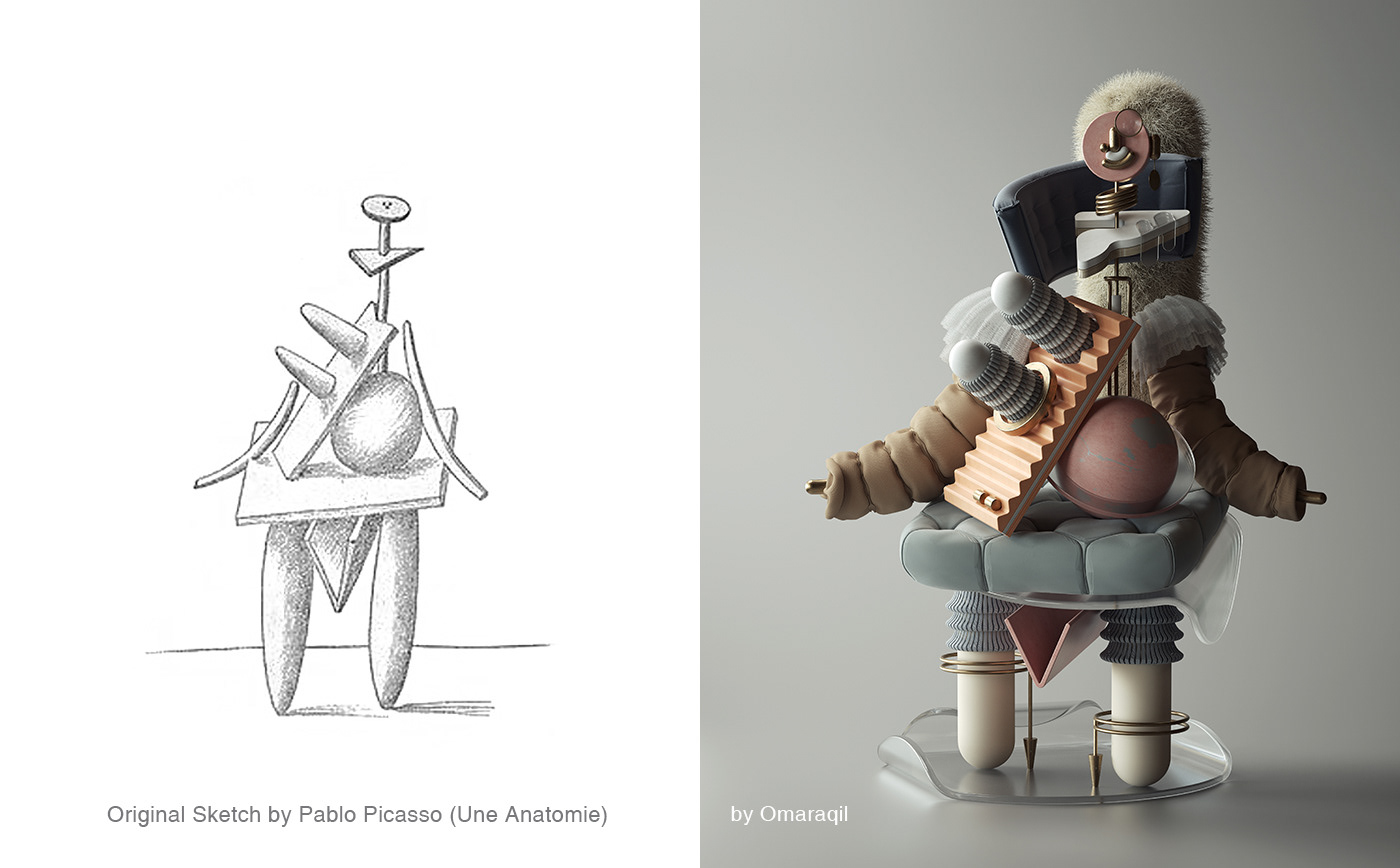 3D Fashion  figure contemporary art Picasso cinema4d design octanerender   octane