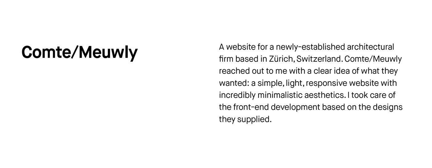 architecture Webdesign front-end minimal times new roman architects Zurich swiss