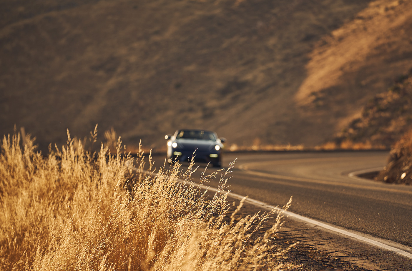 Porsche Driving scenic mountains trahan adventure California sports car natural editorial