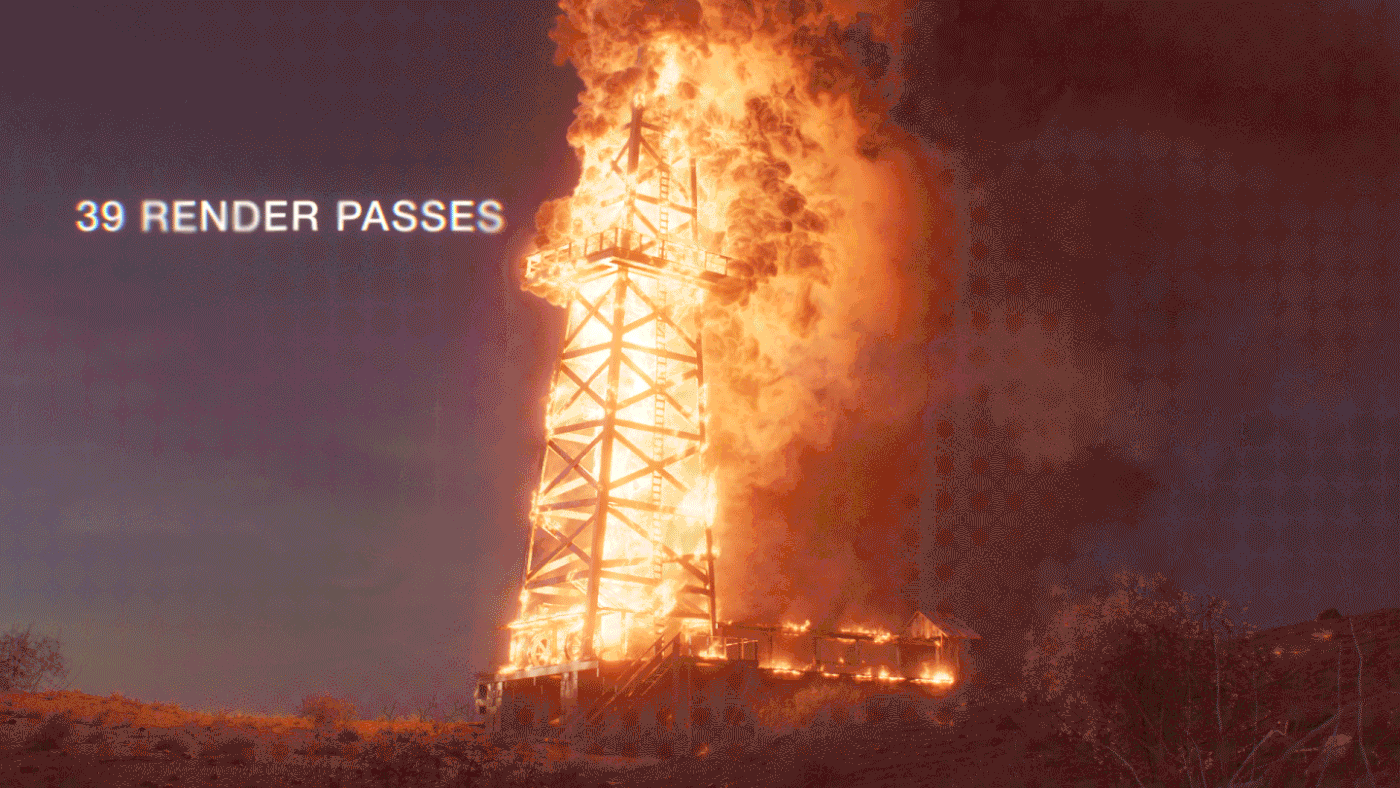3D animation  explosion fire houdini Landscape Render simulation smoke vfx