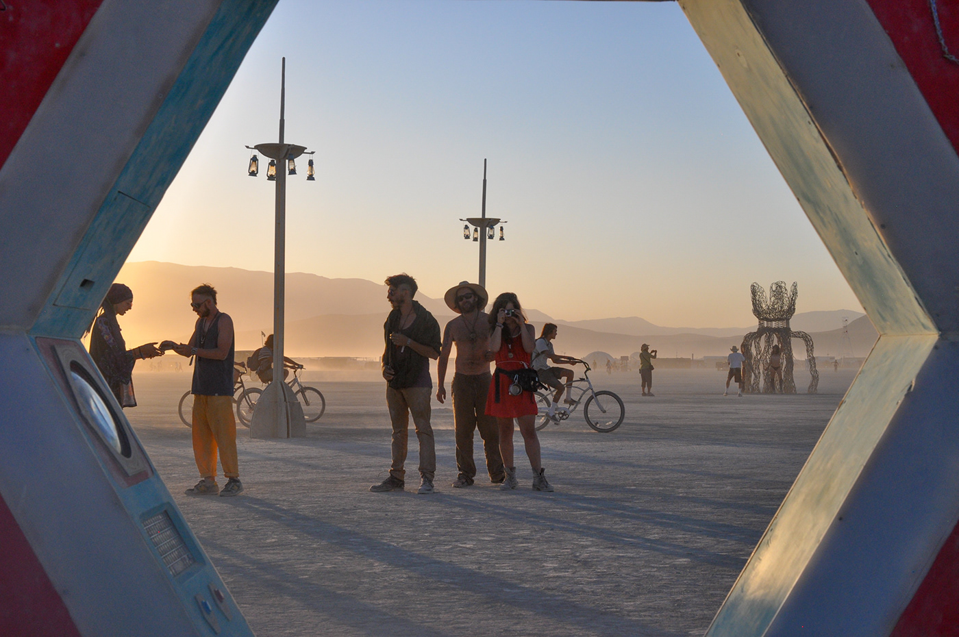 Burning Man installation cryptography interactive festival led lights treasure hunt key structure Photography 