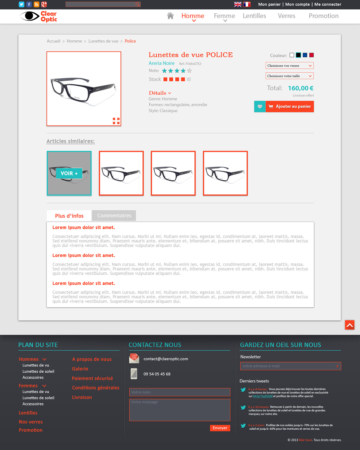 flat webdesign glasses shop e-commerce product