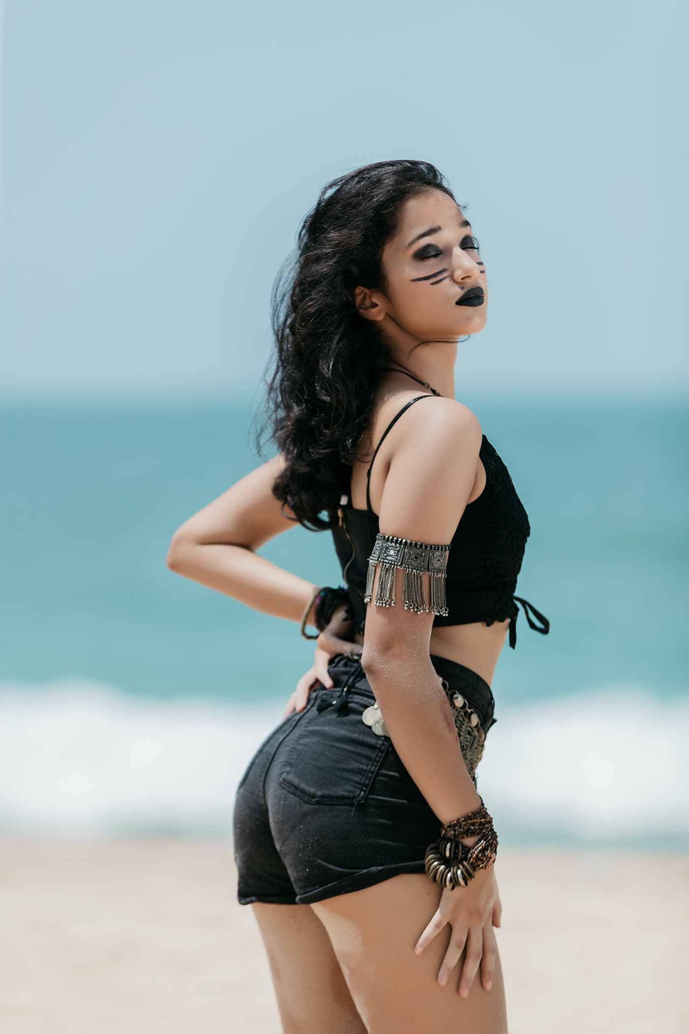 beach butt curves Denim model photographer portrait sexy shorts teen