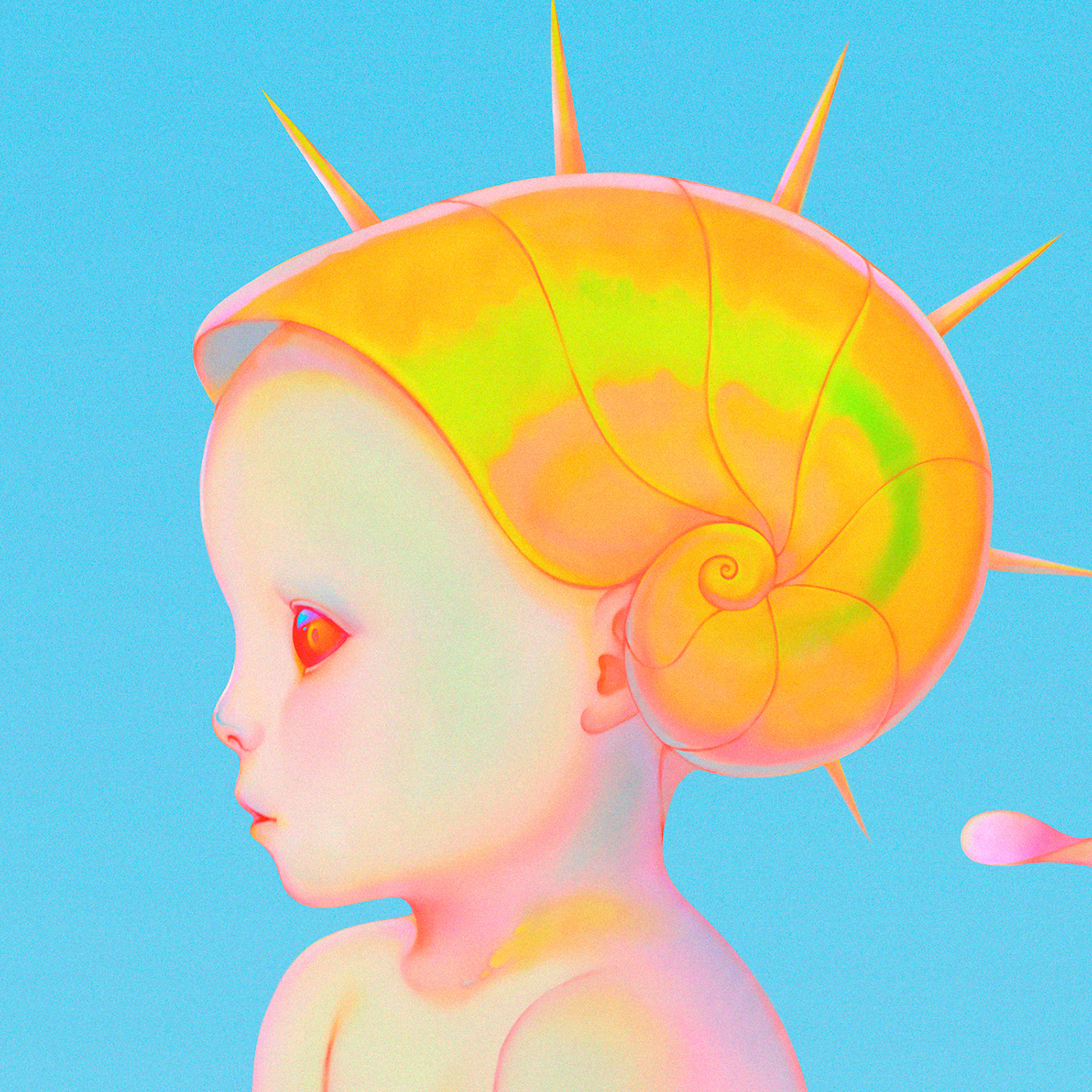baby Digital Art  dolphin ILLUSTRATION  iridescent painting   pop surrealism sea shell surrealism