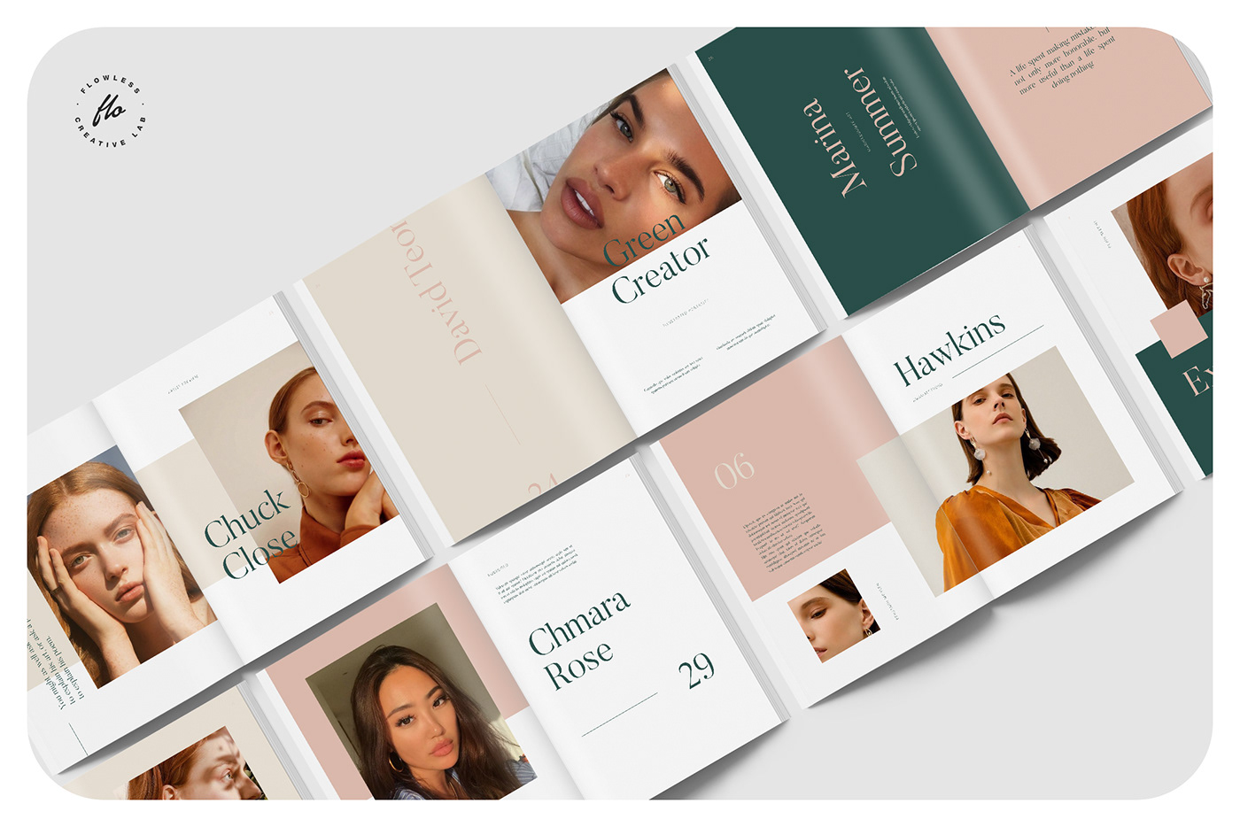 print printable template magazine catalog Layout minimalist makeup portfolio creativemarket