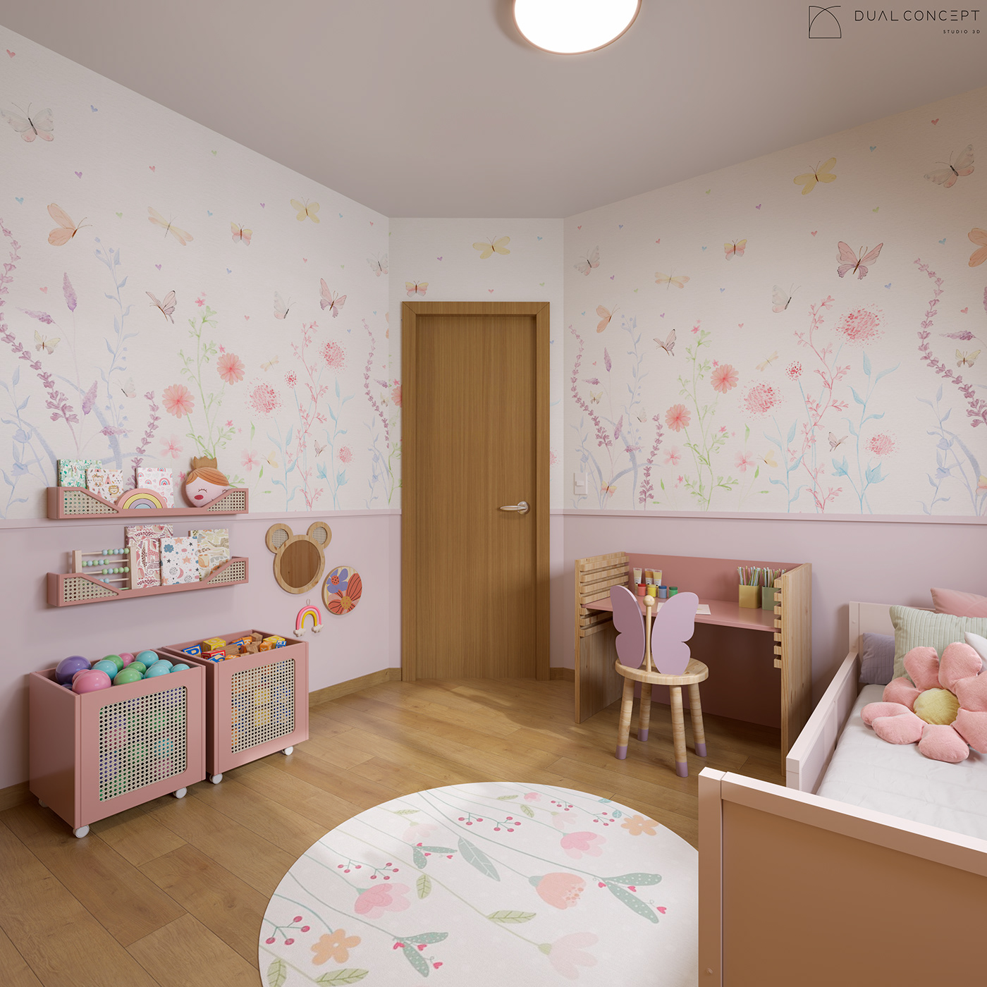 quarto infantil children kids room kids girl interior design  architecture archviz 3D Menina