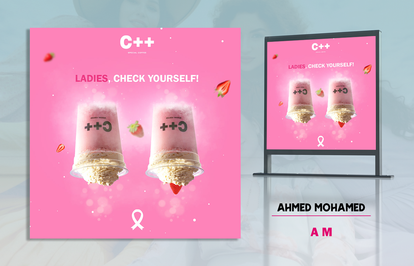 cancer Social media post awerness Advertising  Graphic Designer Socialmedia post breast cancer pink october woman