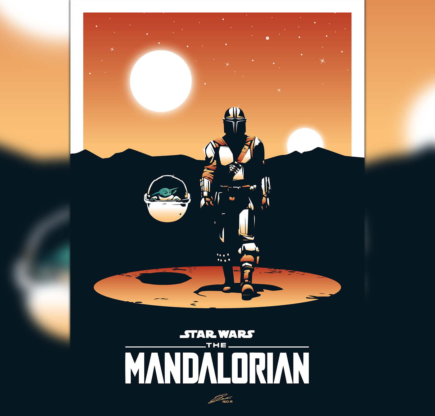 boba fett duo minimalist poster skywalker Space  star wars The Mandalorian yoda