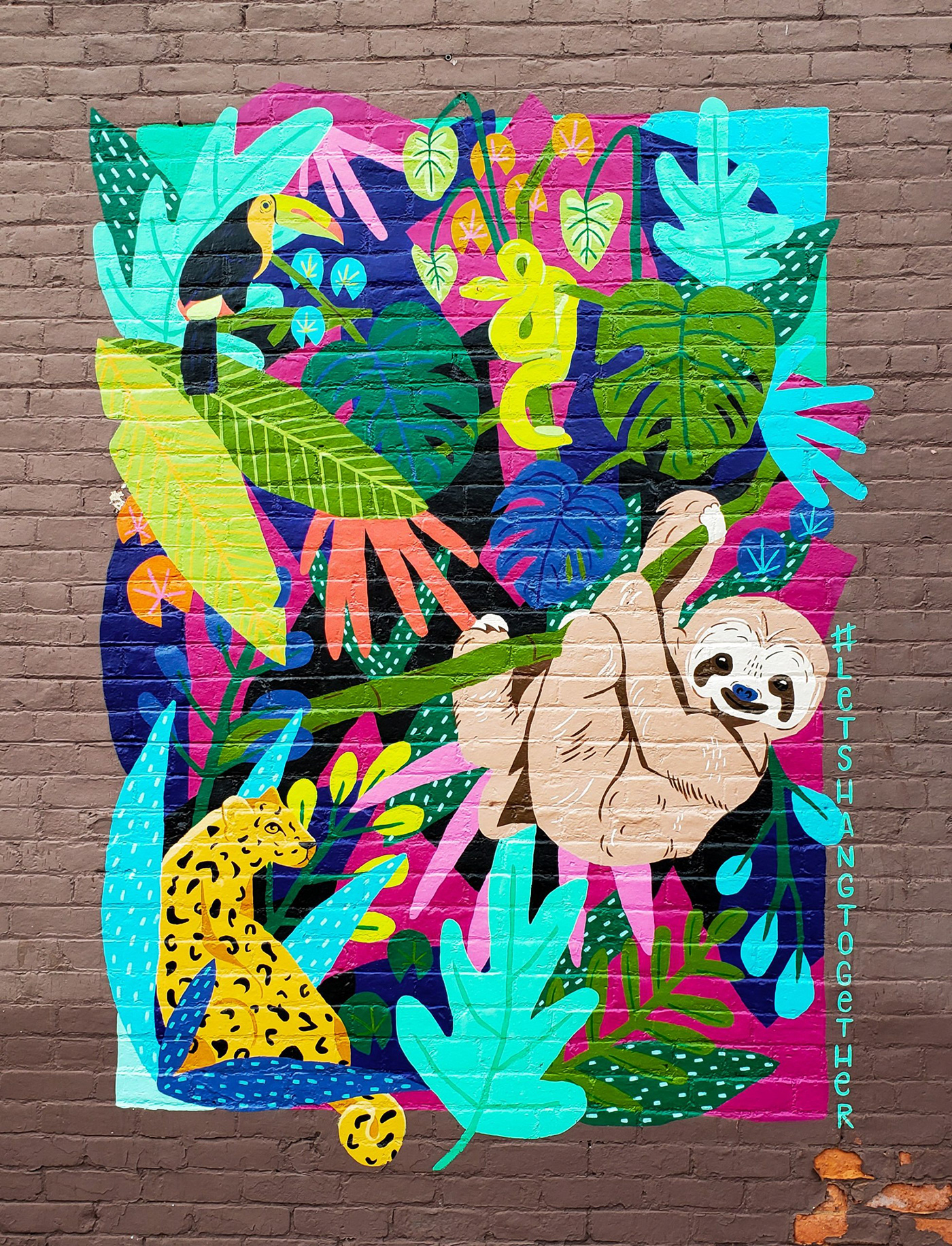 animals cafe ILLUSTRATION  illustrations Mural Murals Outdoor public art sloth