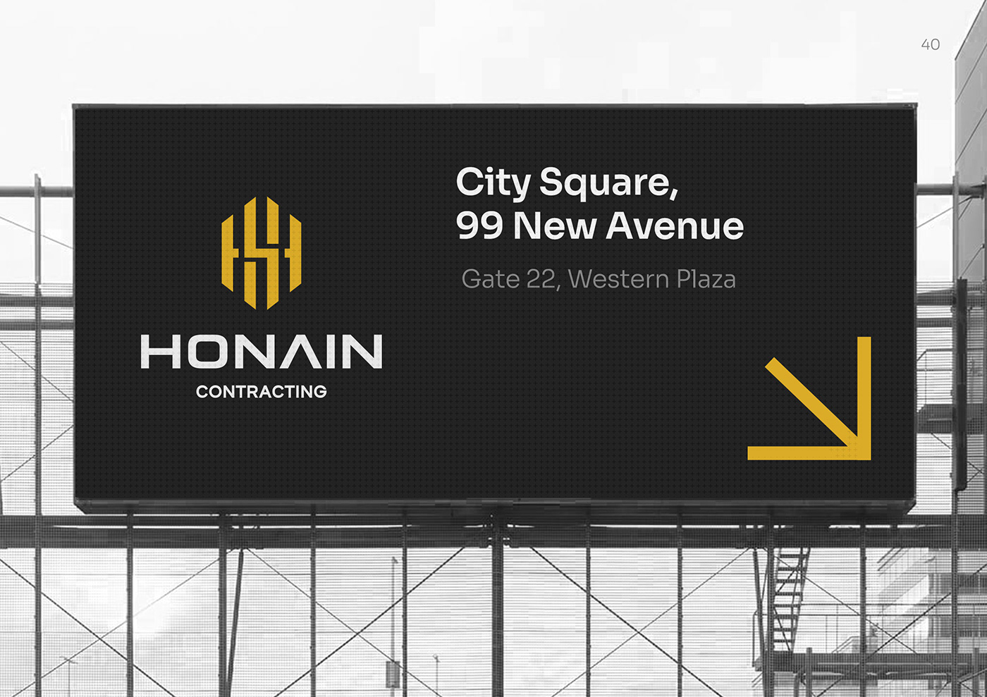 brand branding  construction contracting deisign Heavy Honain identity logo yellow