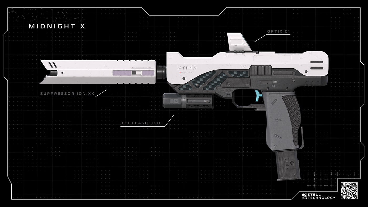 3D concept Cyberpunk future Gun Scifi stelltech stelltechnology vanyastellar Weapon