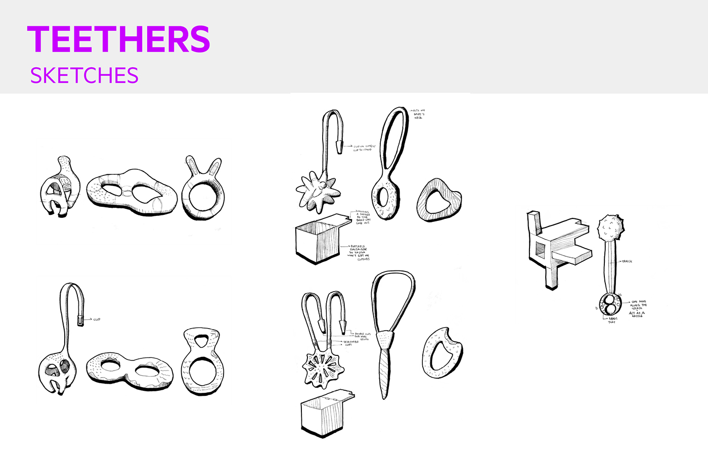 teether baby toy model design principles sketches design process cute cube Amy Leidtke