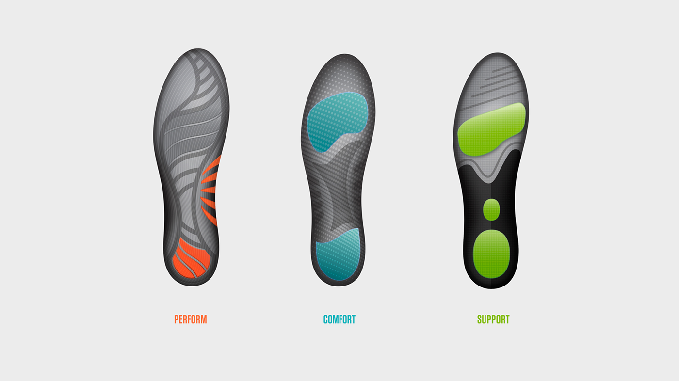 Packaging package design  insoles athletics modern modernism brand architecture