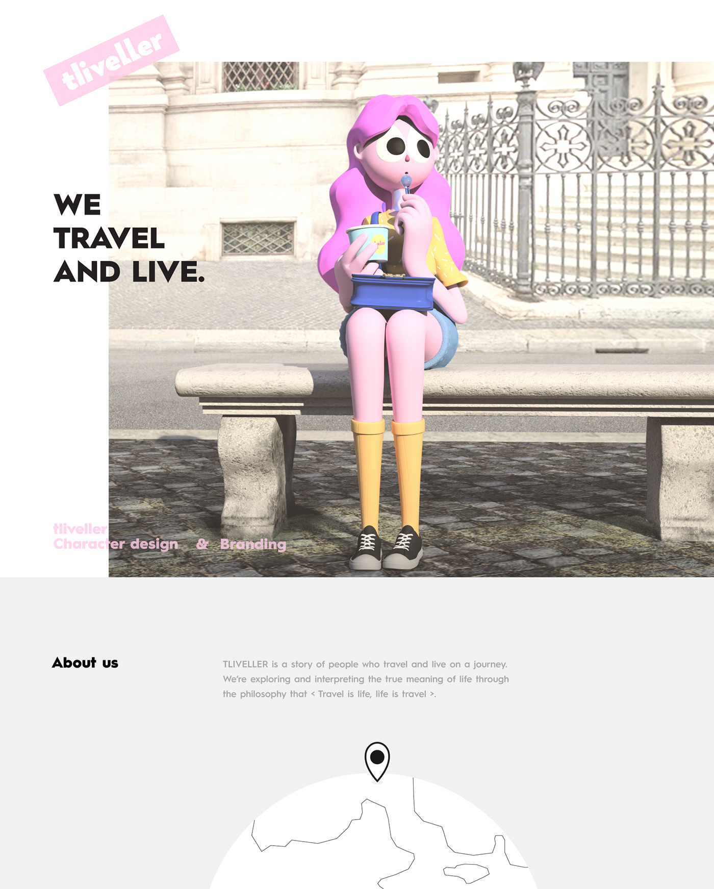 Character arttoy Travel tliveller ILLUSTRATION  design 3D CG pin animation 