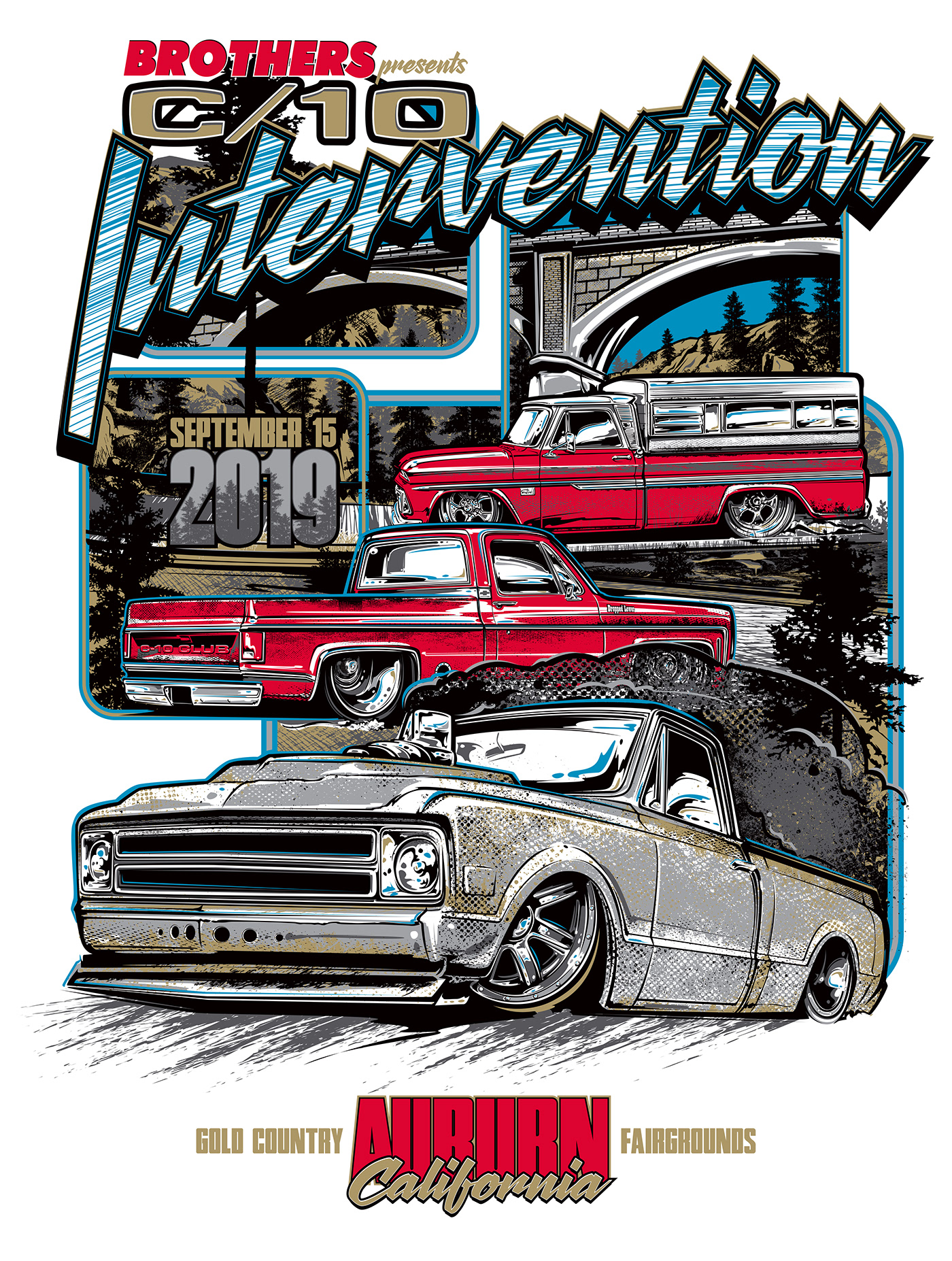 sketch Drawing  C-10 Show Advertising  ILLUSTRATION  t-shirt poster vector scene